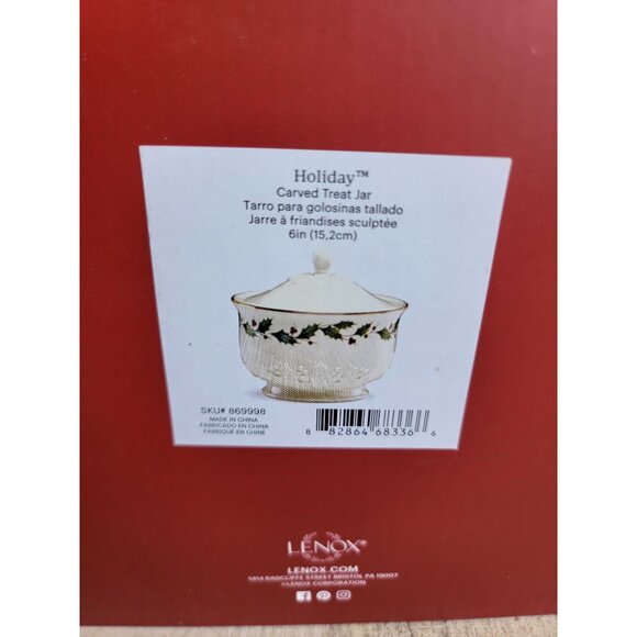 Lenox holiday carved treat jar mistletoe Xmas‎ home decor - Picture 7 of 7
